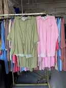 Meya mini parfums roze en groen ruitjes broek setjes maat M
