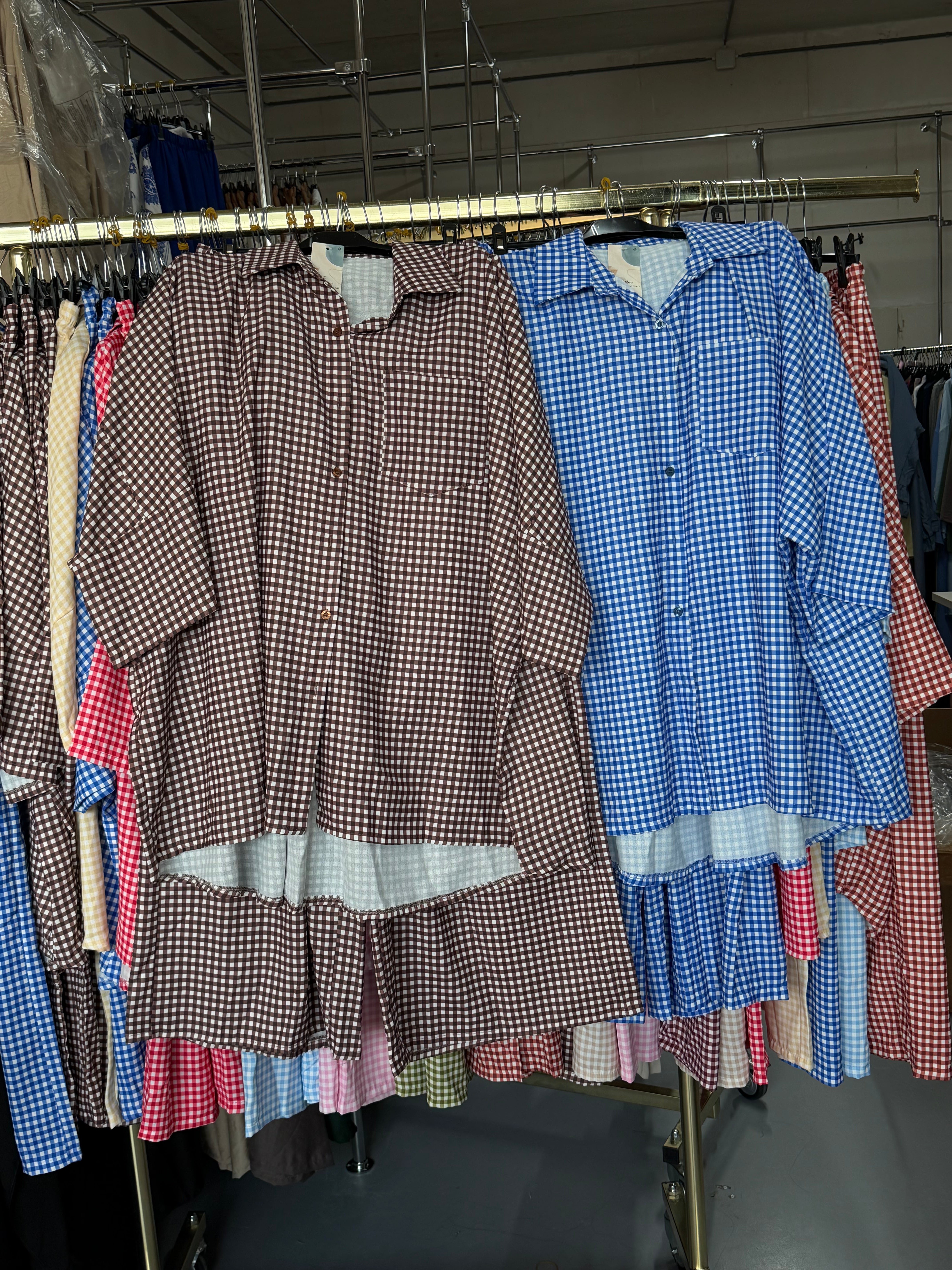 Rifje blauw en bruin maat XL ruitjes broek setjes