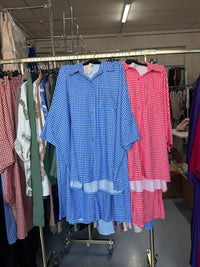 Nadia.sss rood en donker blauw ruitjes broek setjes L
