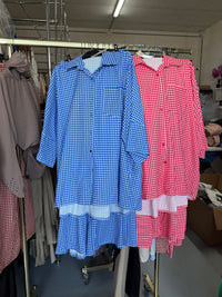Legeset77 blauw en rood ruitjes broek setjes L