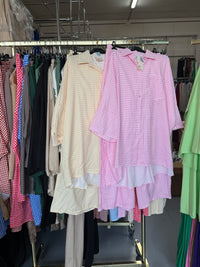 Lemss0 geel en roze ruitjes broek setjes xl