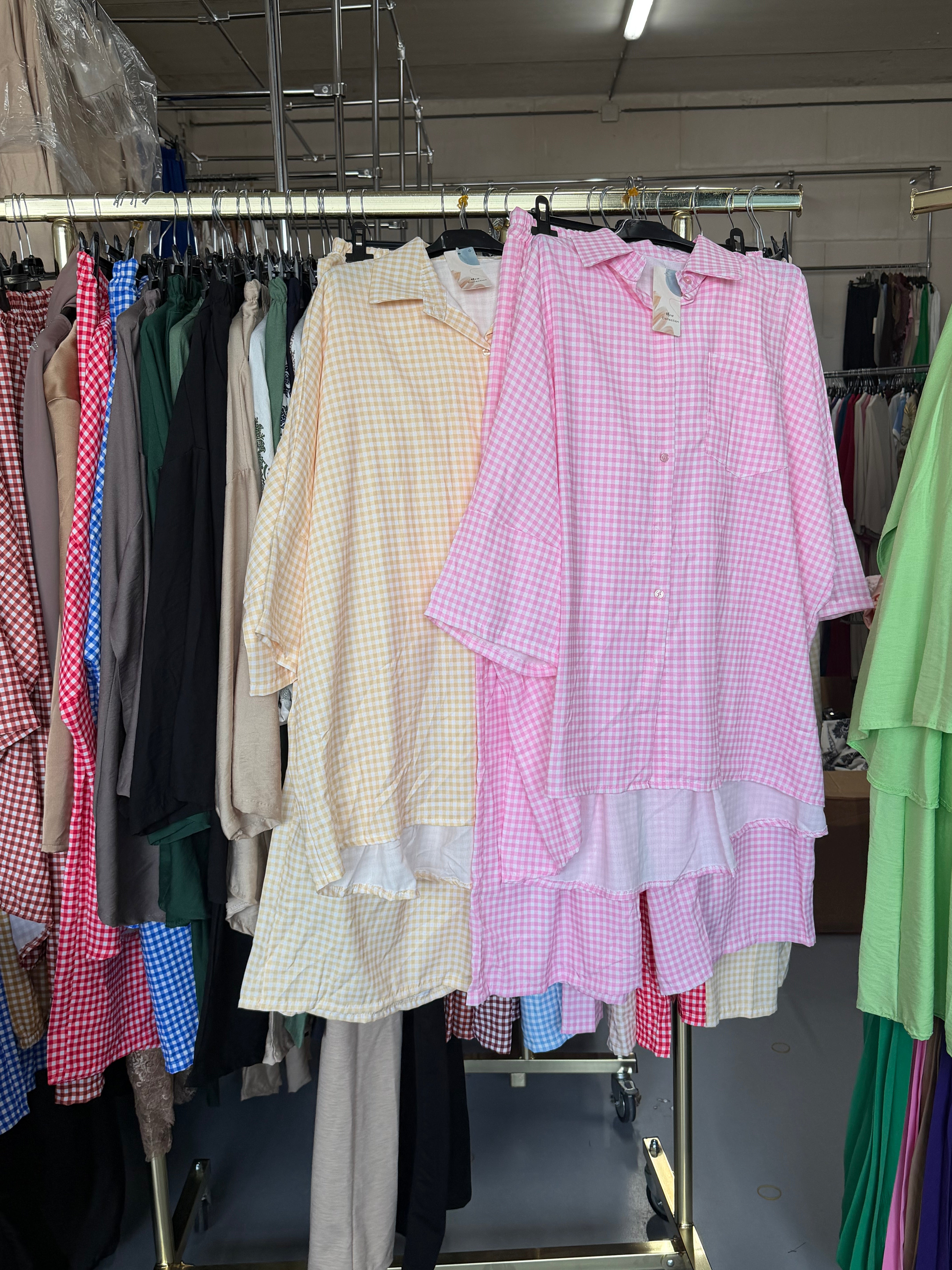 Lemss0 geel en roze ruitjes broek setjes xl