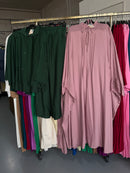 Fatima donker groen rok set van viscose en Abaya oud roze Sahara (aanvulling bestelling)