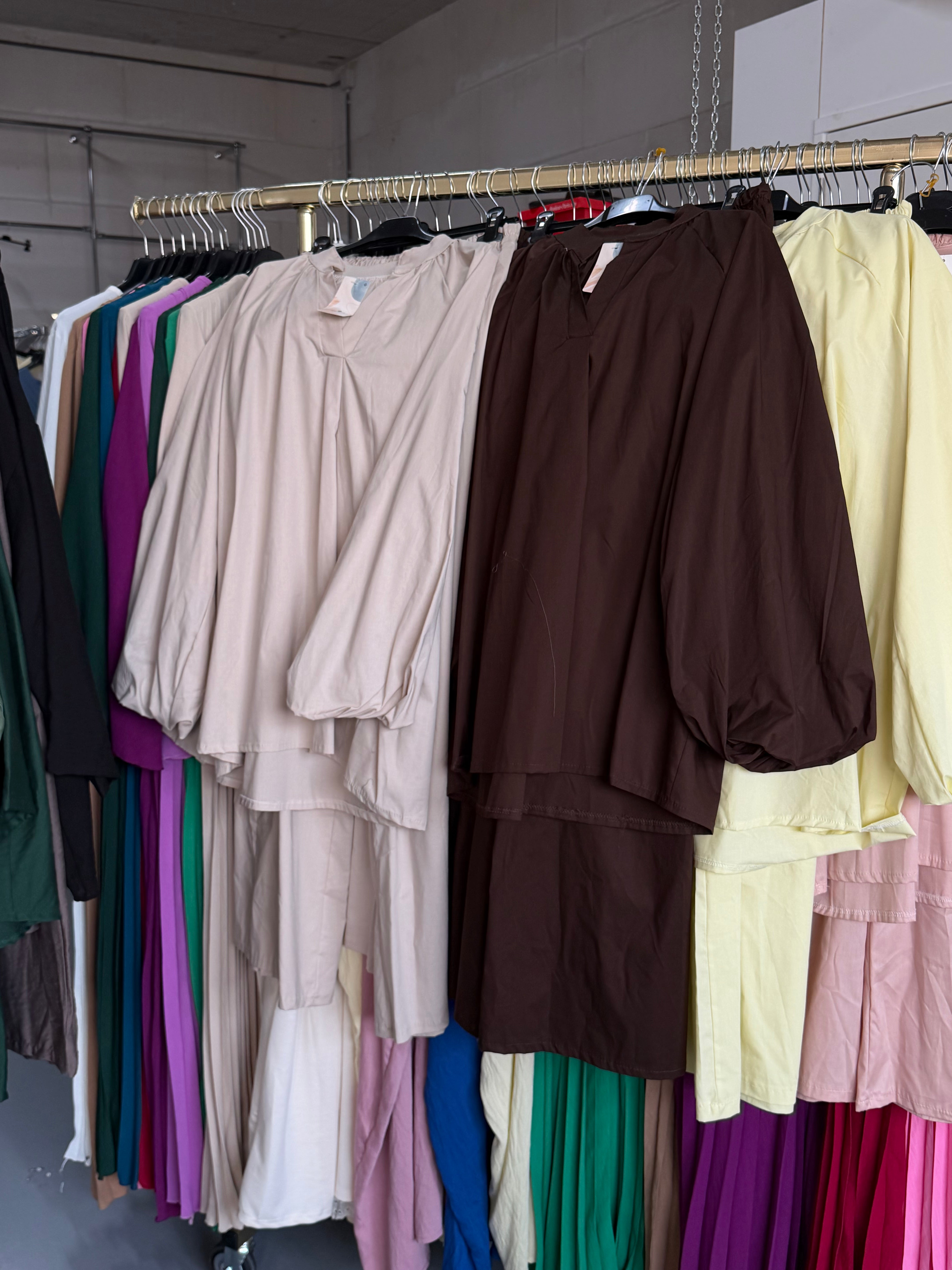 Fatima bruin en beige poplin cotton setjes (aanvulling bestelling)
