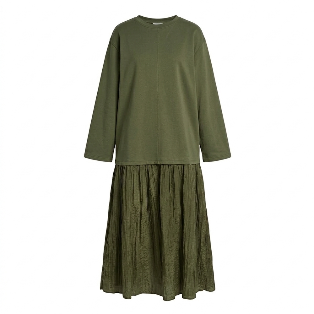 Lella long sleeve dress - kaki green