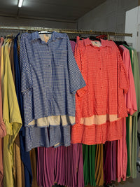 Sahar rood en blauw ruitjes broek setjes
