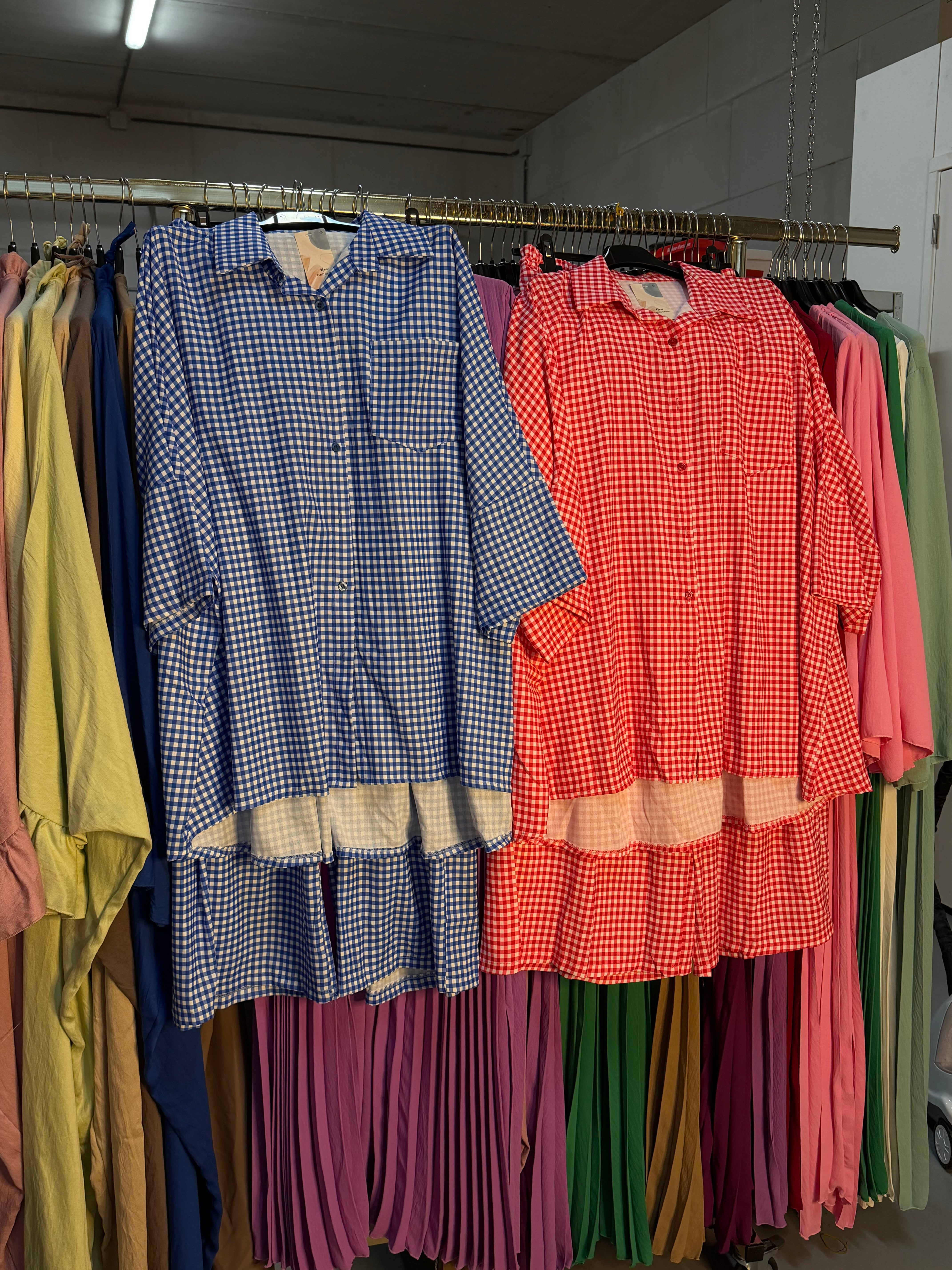 Sahar rood en blauw ruitjes broek setjes