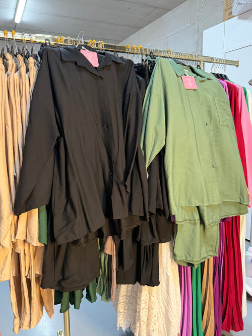 Naw nes kaki en zwart viscose broek setjes (ophalen)