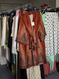 Mayramartina8 oranje print satijnen broek set