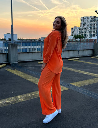 AMBER PLISSE TWEEDELIG SET ORANJE