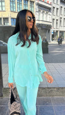 120612 - Amber Plisse two -piece مجموعة الفيروز