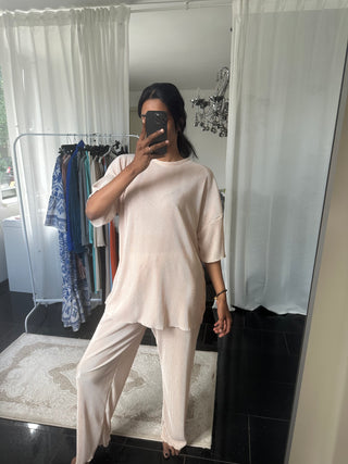 AMBER PLISSE SHORT SLEEVES BEIGE