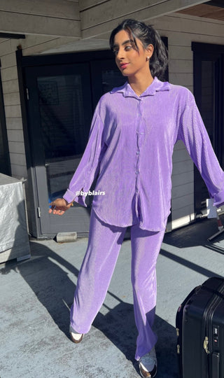 OVERSIZED PLISSE SET - LILA