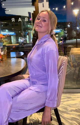 OVERSIZED PLISSE SET - LILA