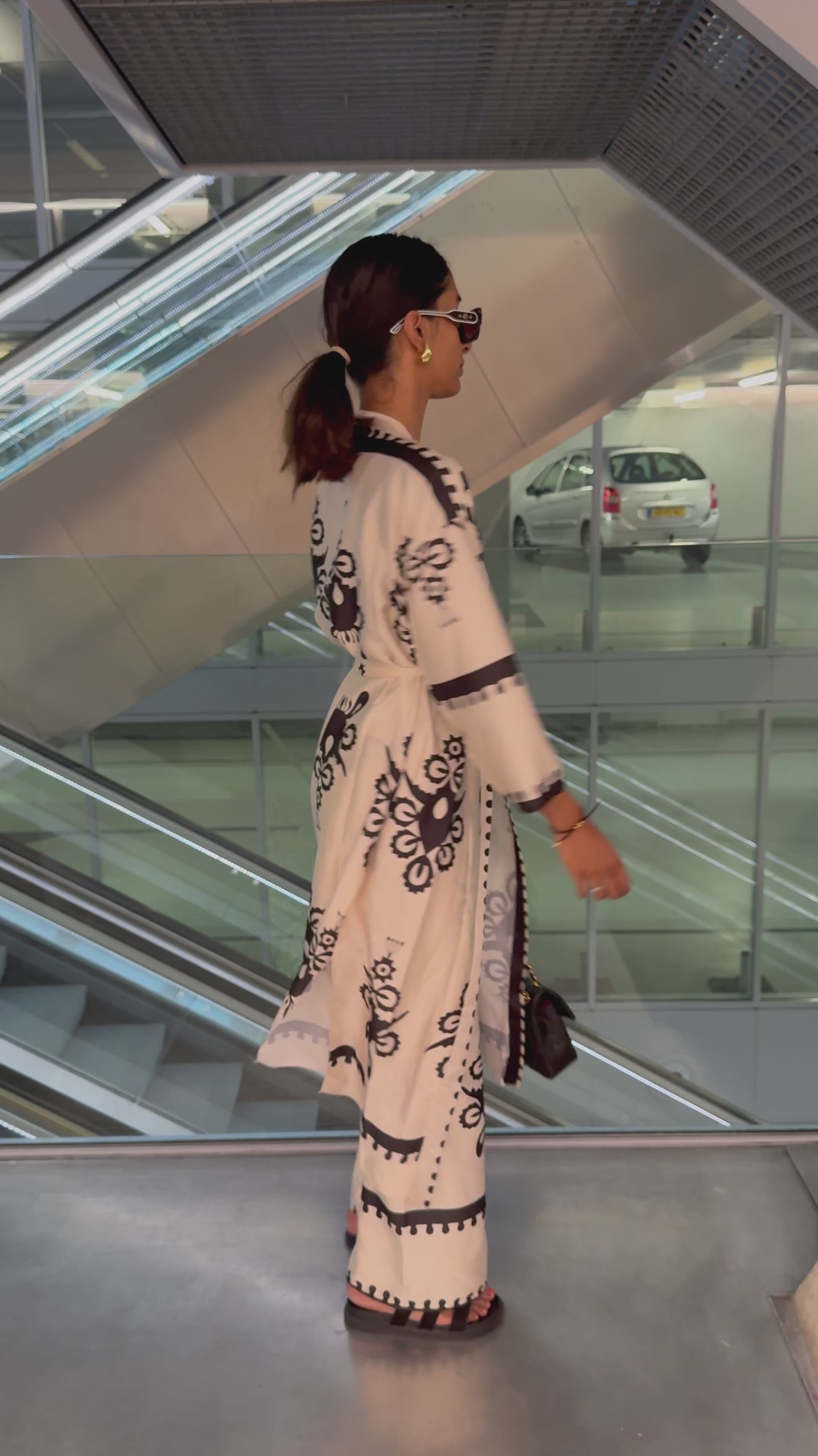 KIMONO SET CREAM ZWART