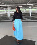 Plooien rok licht blauw - 68030
