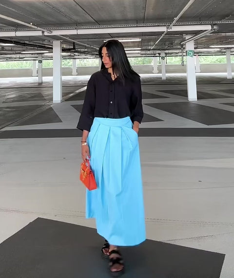 Plooien rok licht blauw - 68030