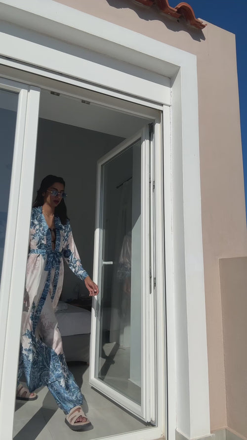 LANGE KIMONO MET WIJDE BROEK PRINT