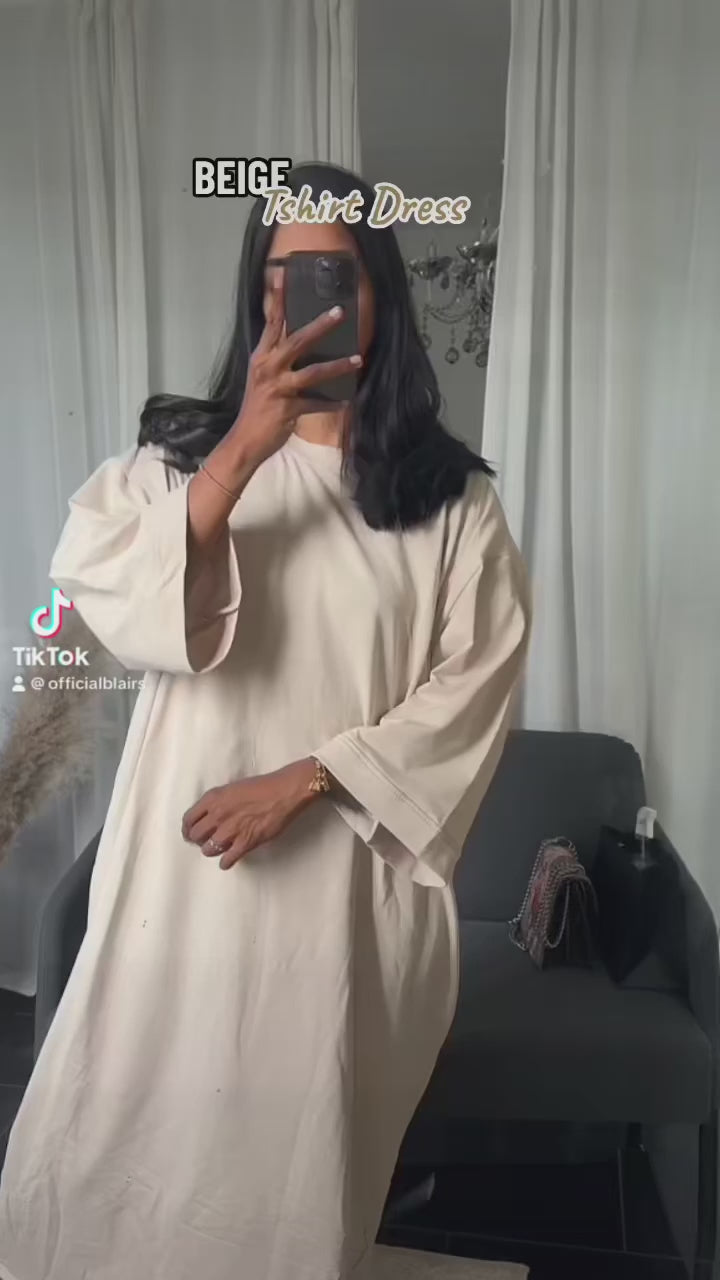 CHRISTAL T-SHIRT DRESS BEIGE KATOEN