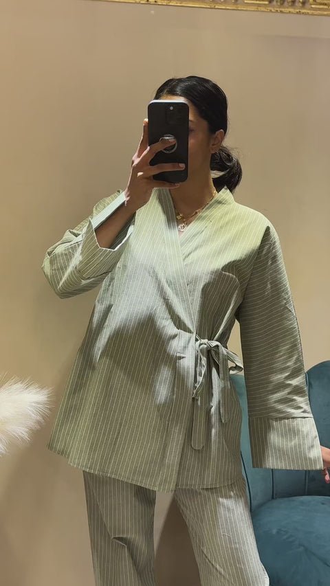 VONBLAIRS STRIK PAK GROEN MET STREPEN