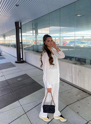 Amber plisse set white