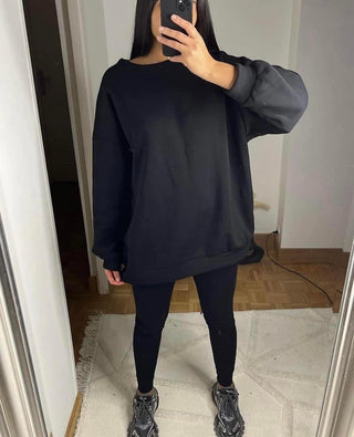 Felicia legging jogger set met oversized warme trui - zwart